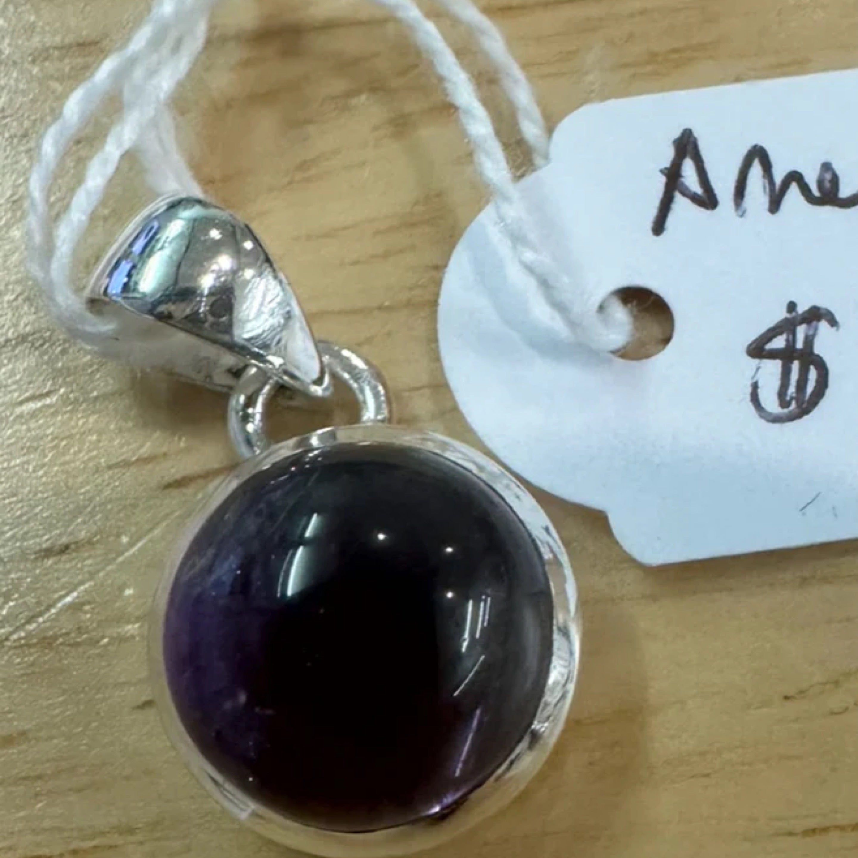 Amethyst Sterling Silver Pendant Round