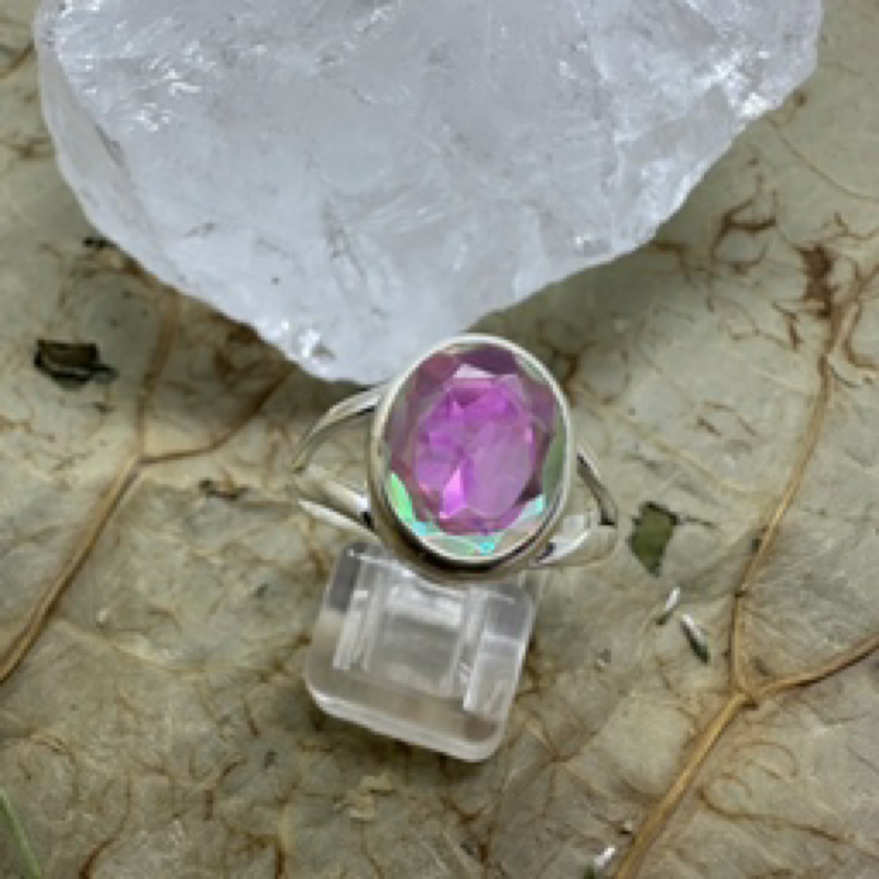 Aura Quartz 925 Sterling Silver Ring - Size 9 - Quality Gemstone Jewellery