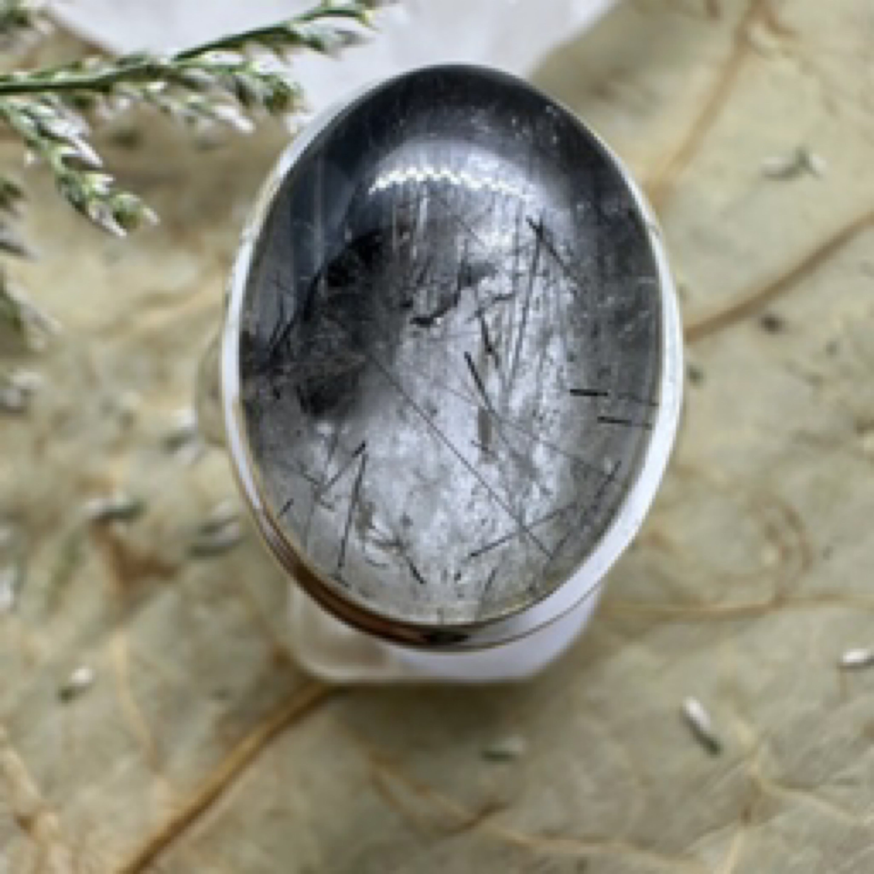 Black Rutile Oval Medium Sterling Silver Ring - Size 9 - Quality Gemstone Jewellery