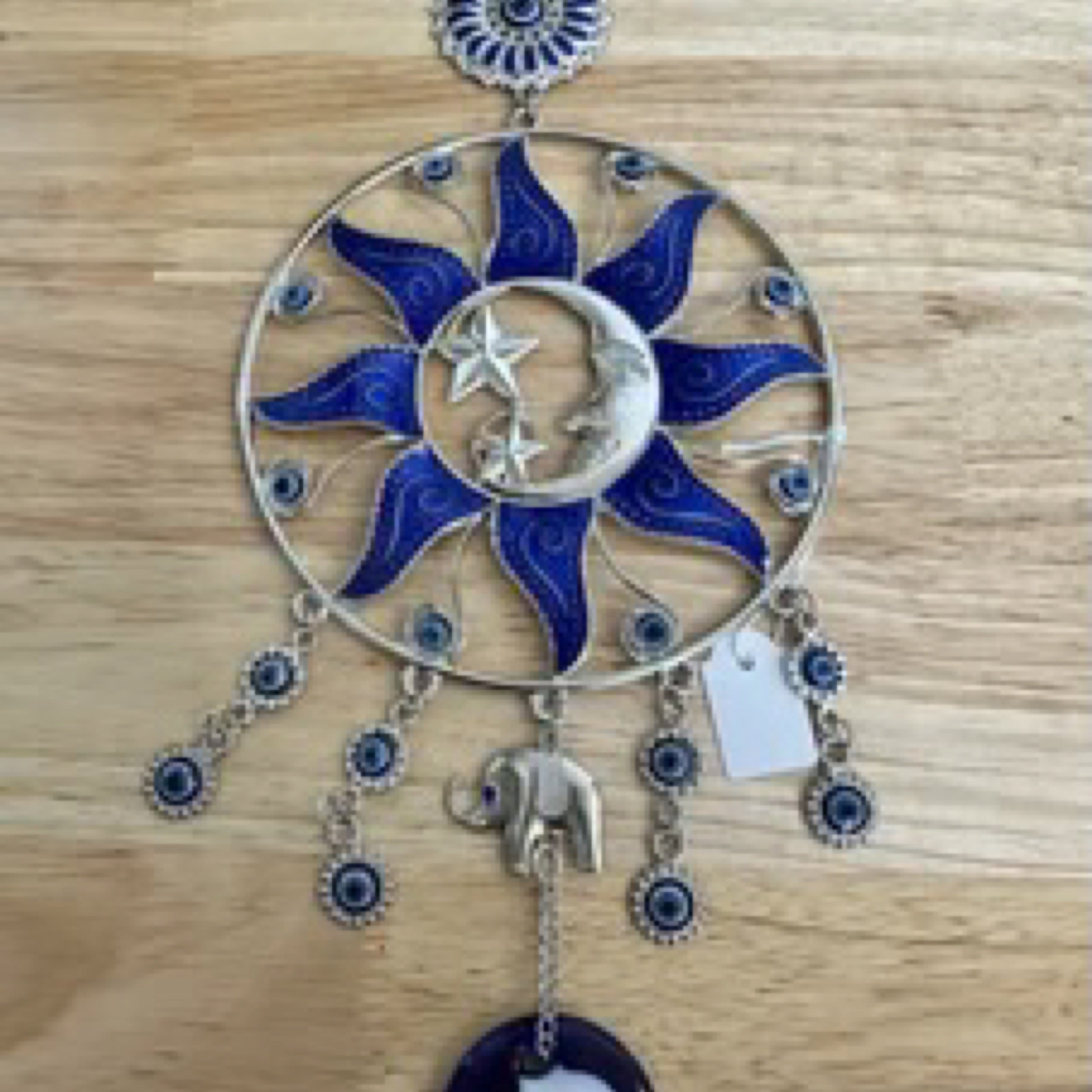 Blue Eye / Evil Eye Sun, Moon, Star Metal Hanging