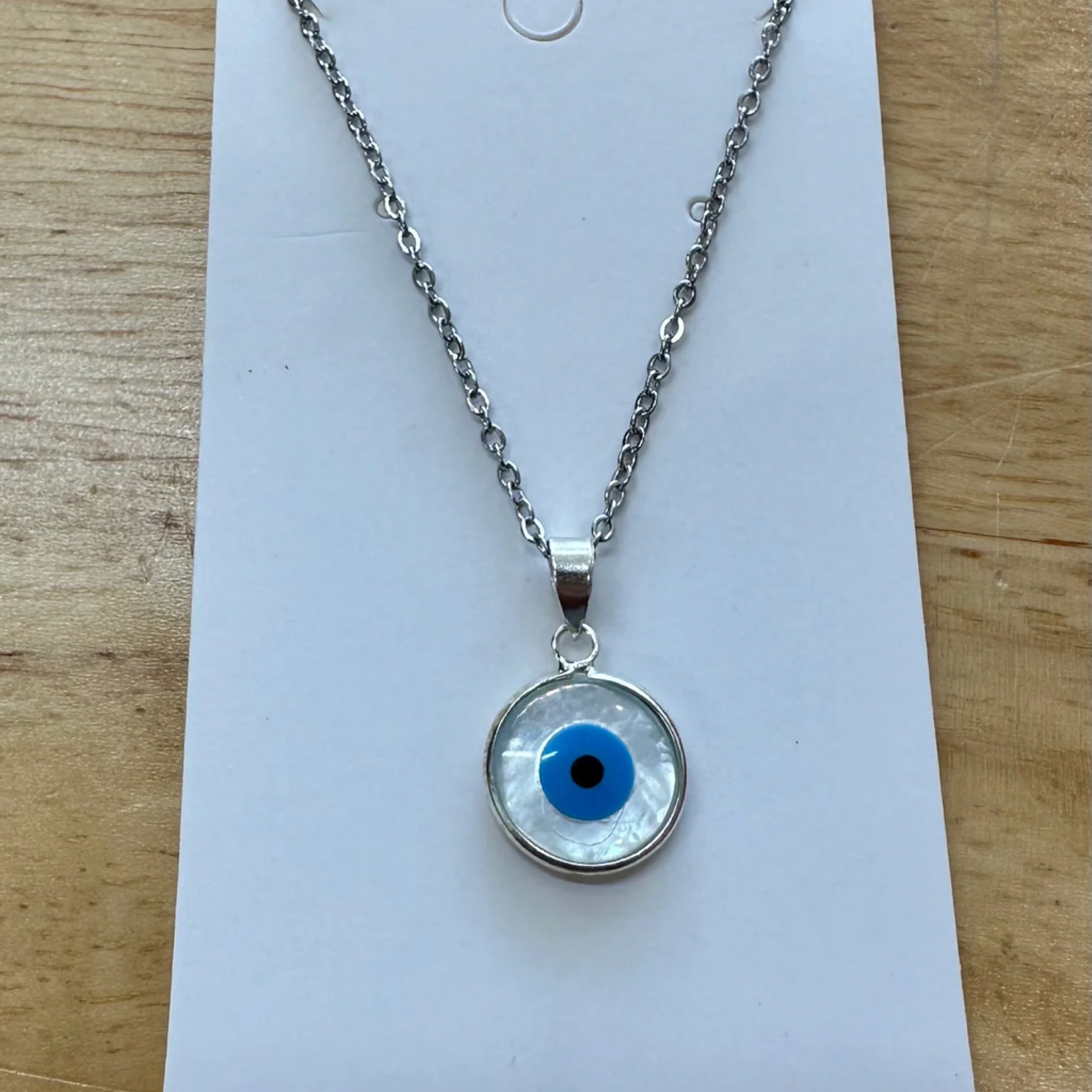 Blue Eye / Evil Eye of Protection Sterling Silver Pendant Medium