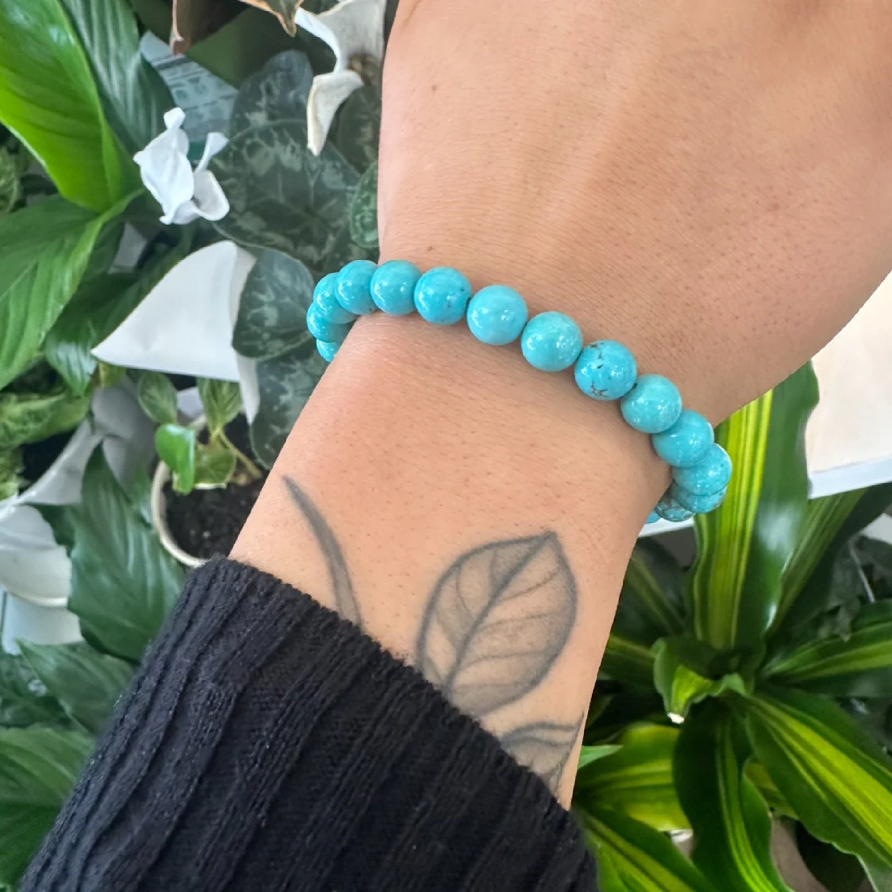 Blue Howlite Bead Bracelet 8mm