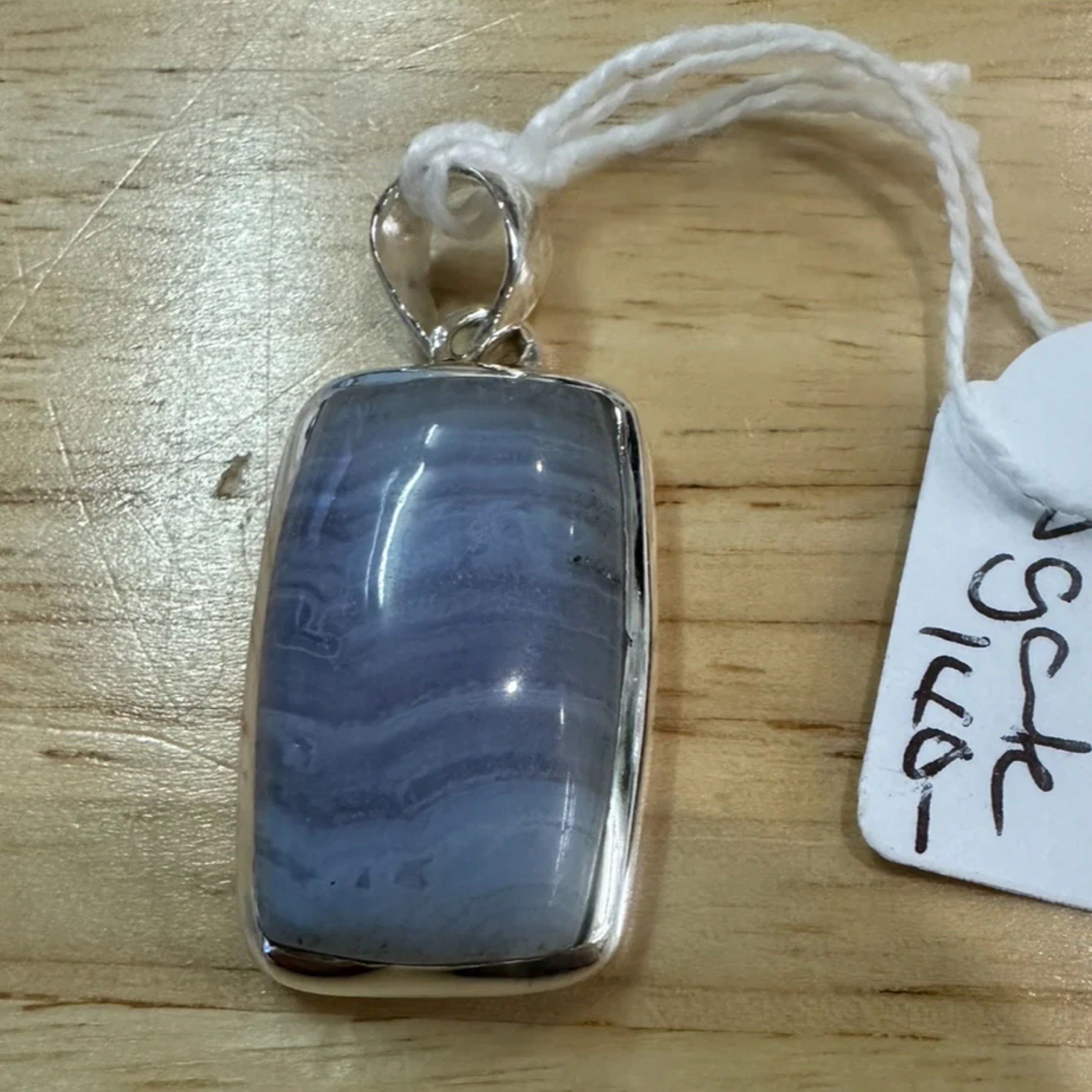 Blue Lace Agate Sterling Silver Pendant