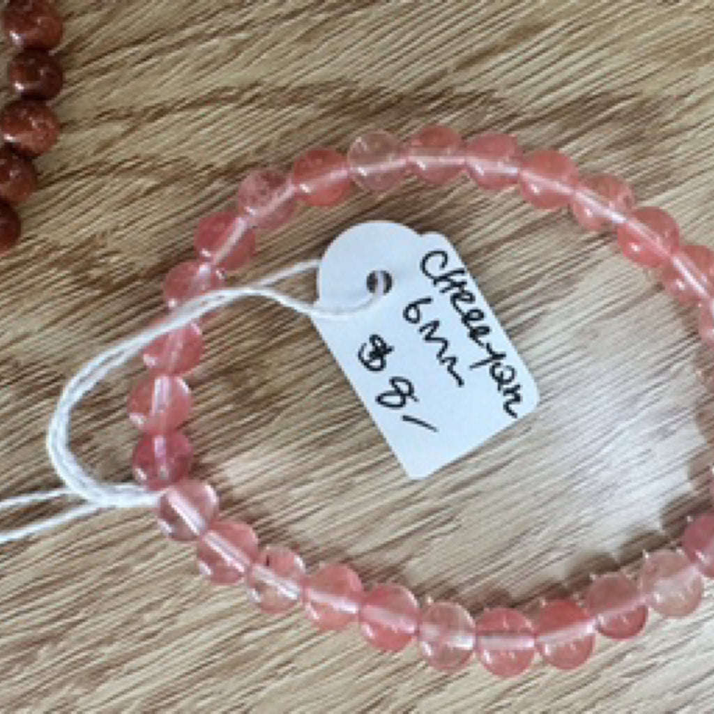 Cherry Quartz Bead Bracelet 6mm