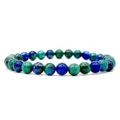 Chrysocolla and Lapis Bead Bracelet 6mm
