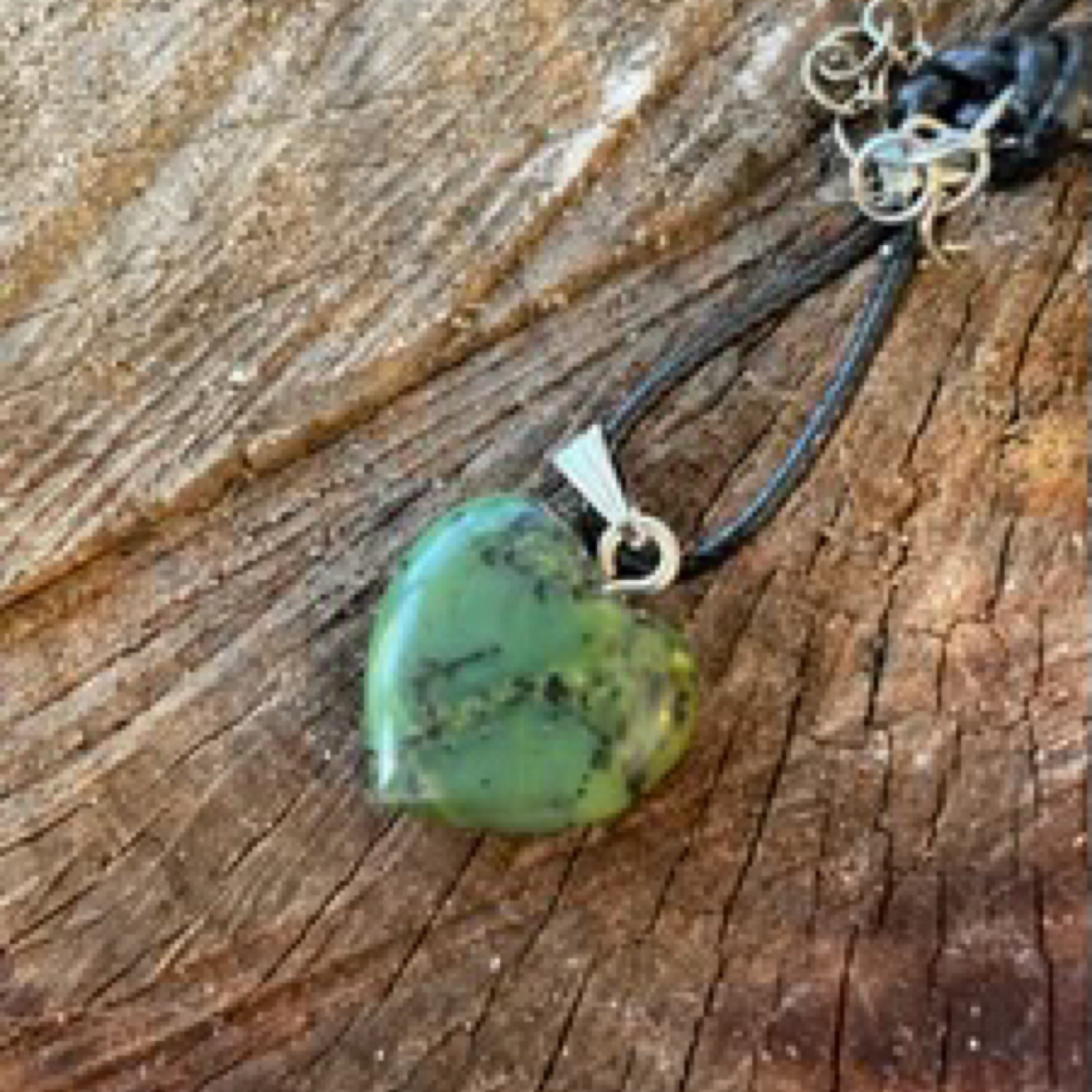 Chrysophase Gemstone Heart Pendant