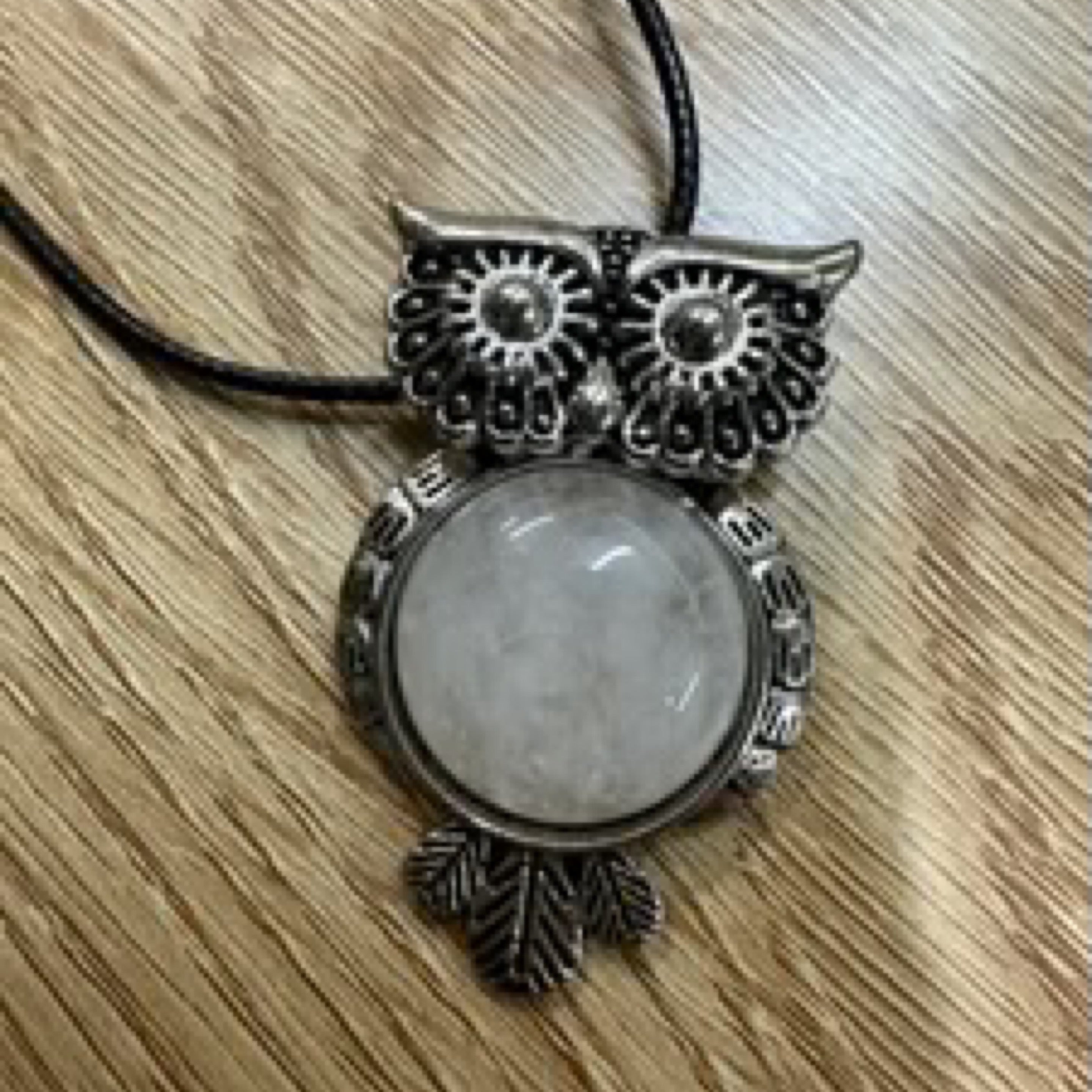 Clear Quartz Antique Look Owl Pendant