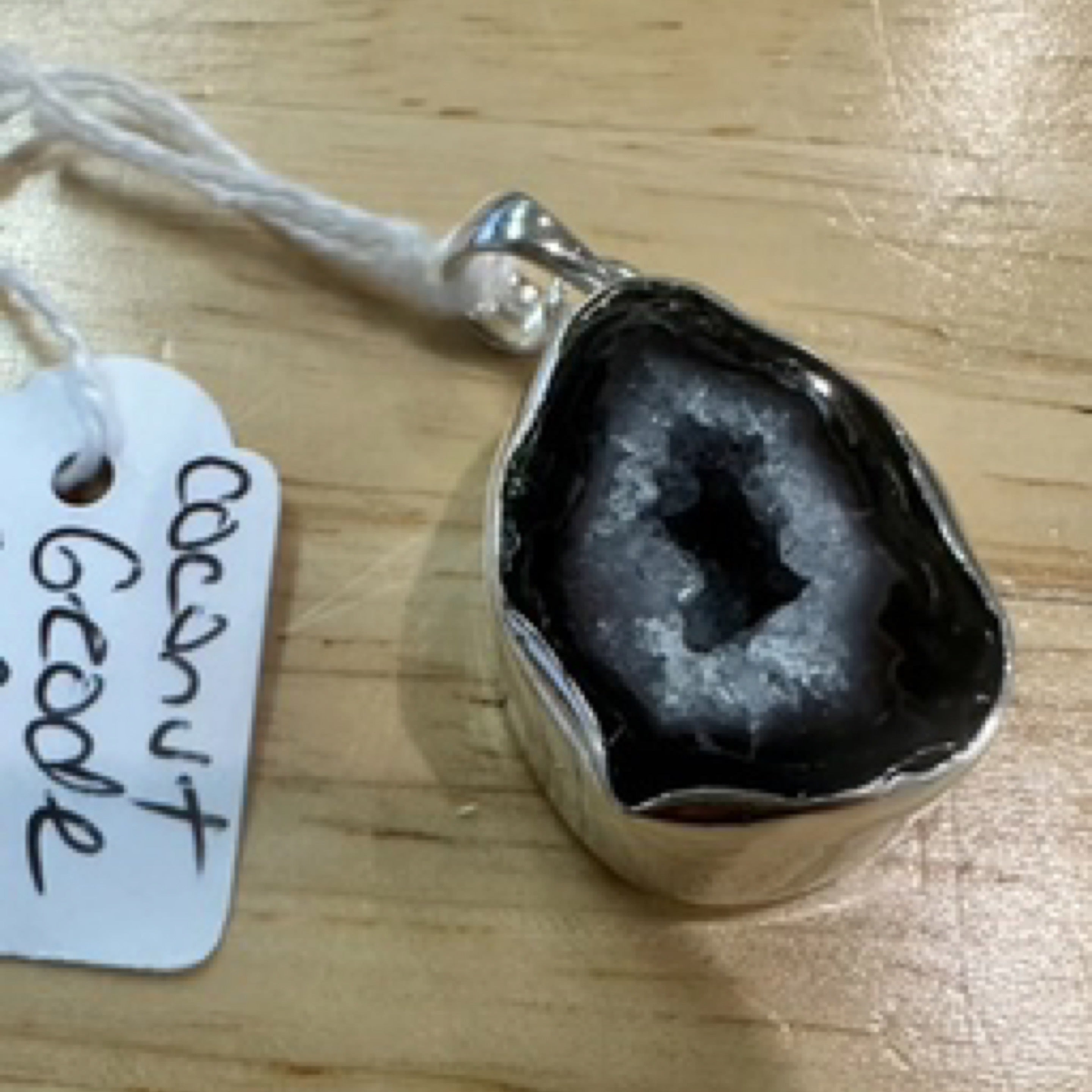 Coconut Geode Sterling Silver Pendant