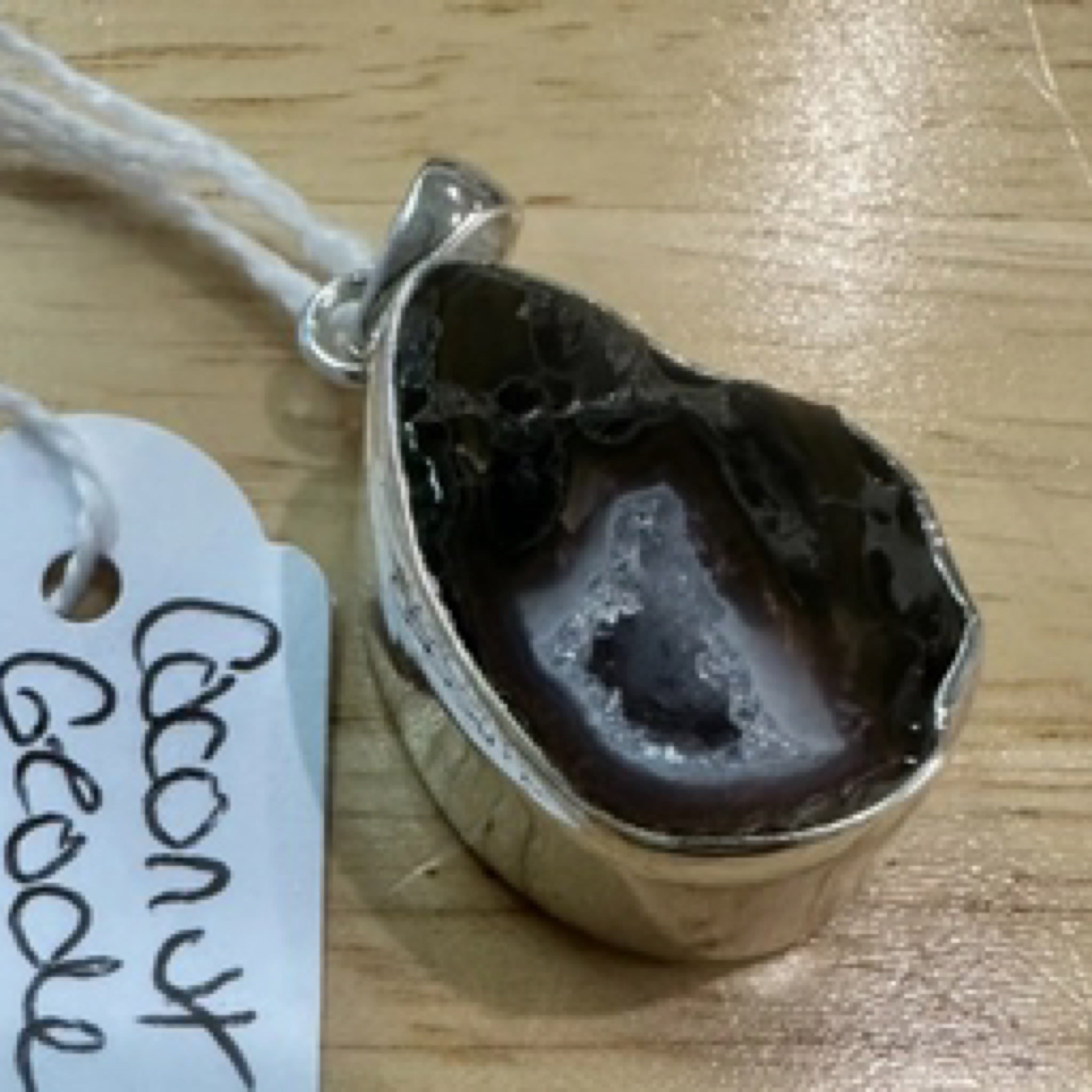 Coconut Geode Sterling Silver Pendant
