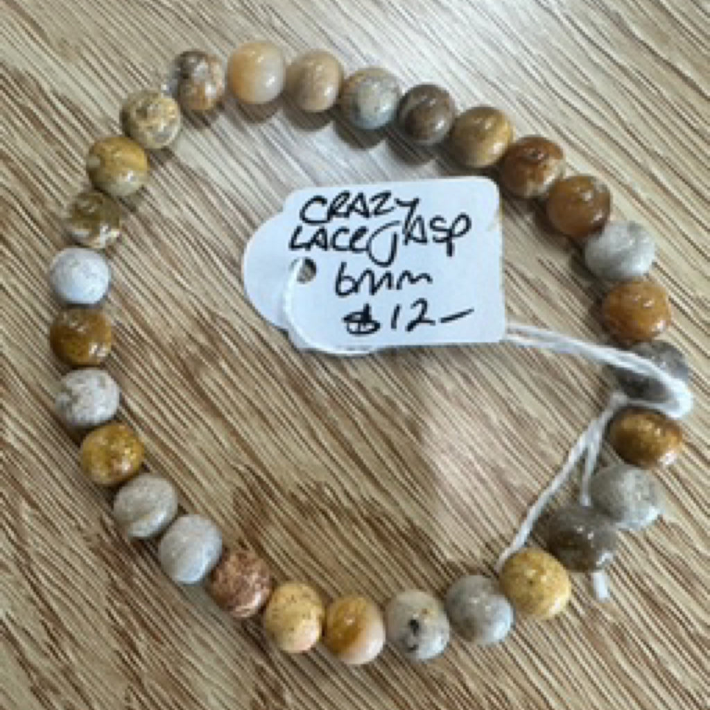 Crazy Lace Agate Bead Bracelet 6mm