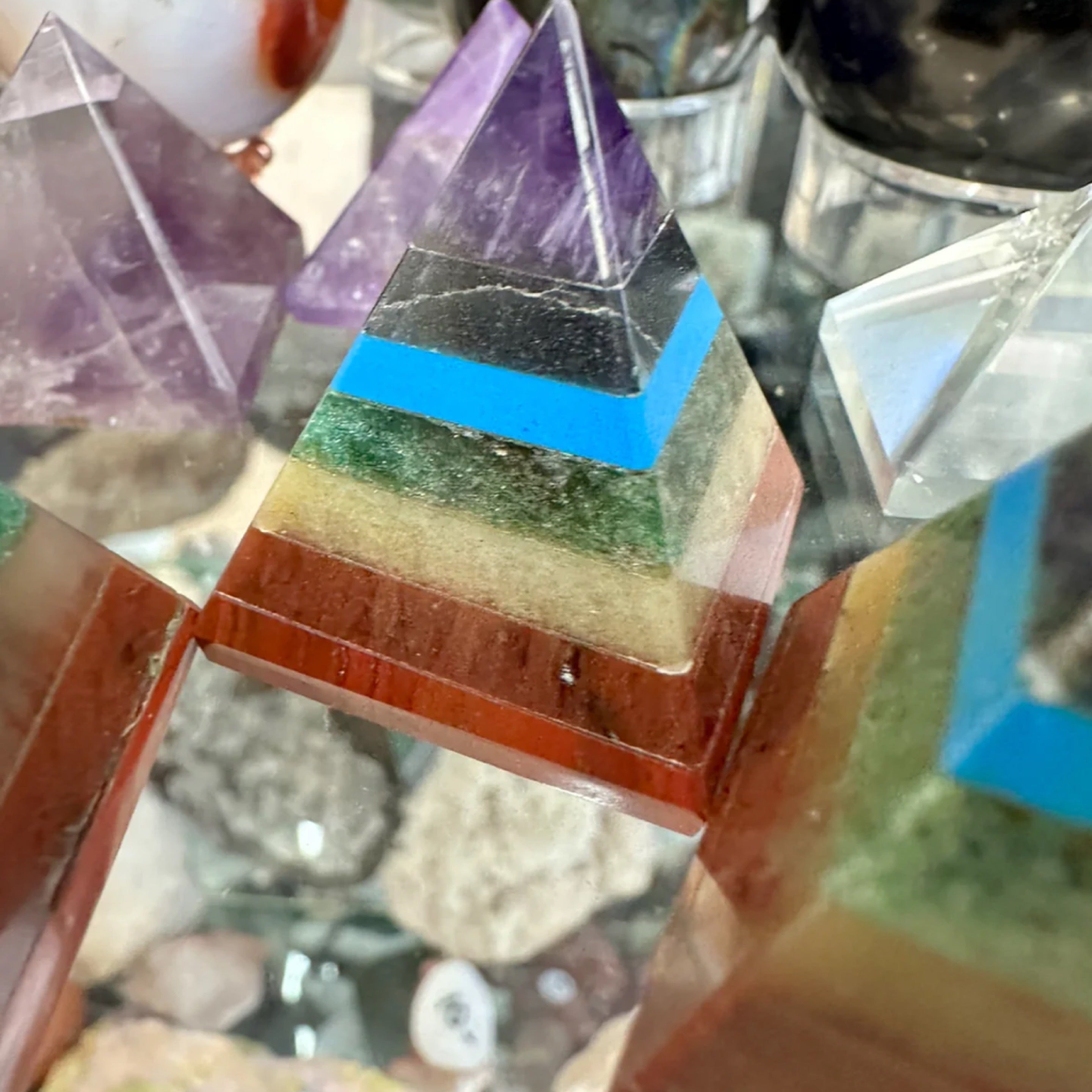 Chakra Agate Crystal Pyramid