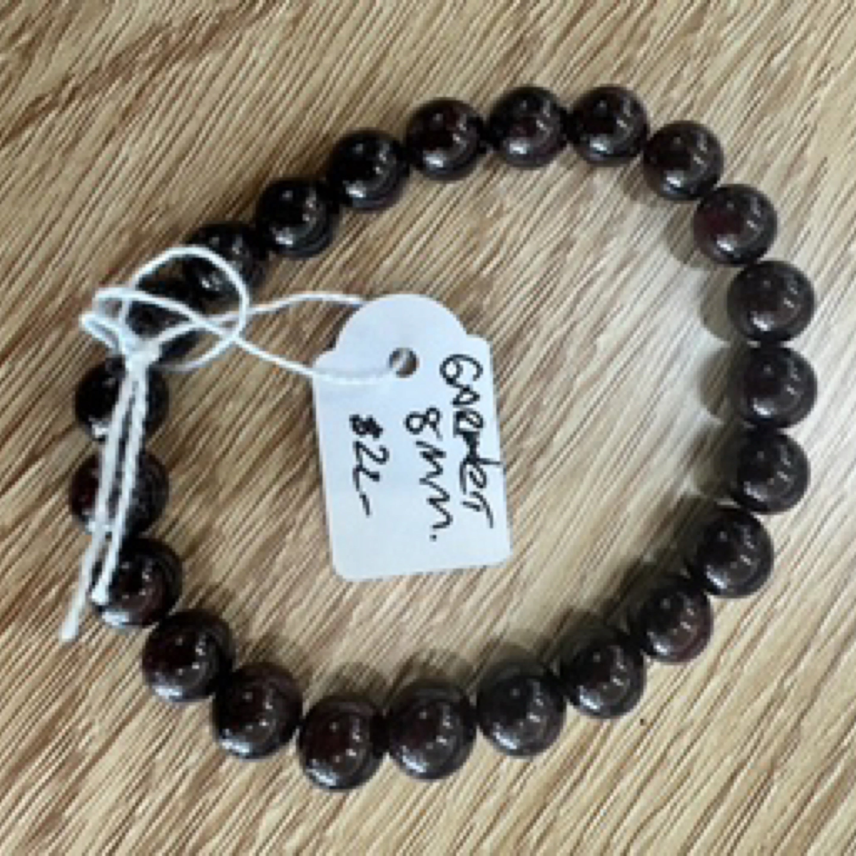 Garnet Bead Bracelet 8mm