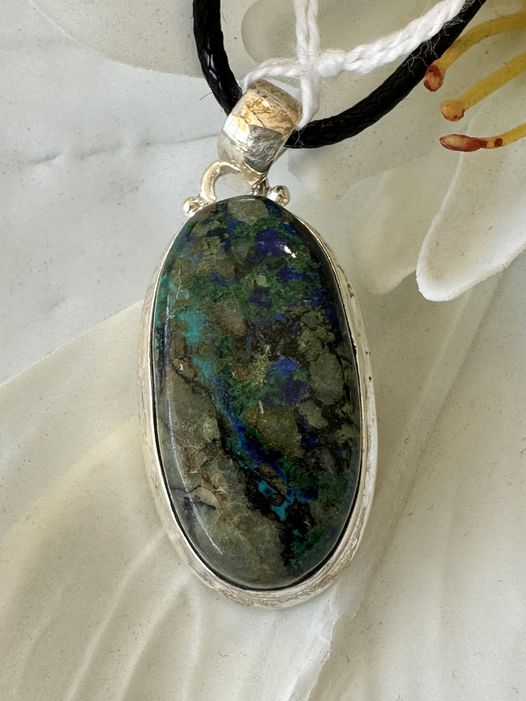 Chrysocolla Azurite Sterling Silver Pendant