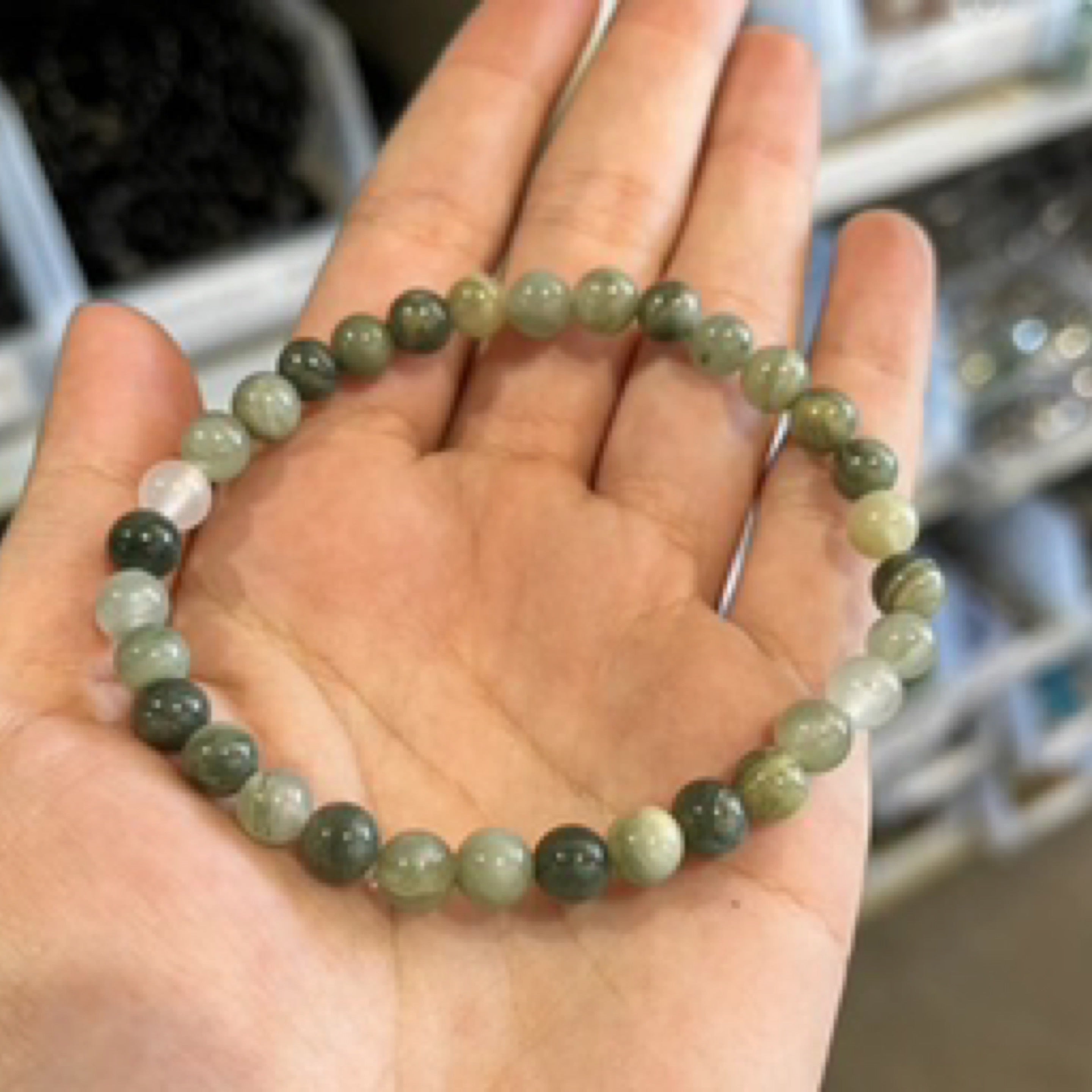 Grass Jasper Bead Bracelet 6mm
