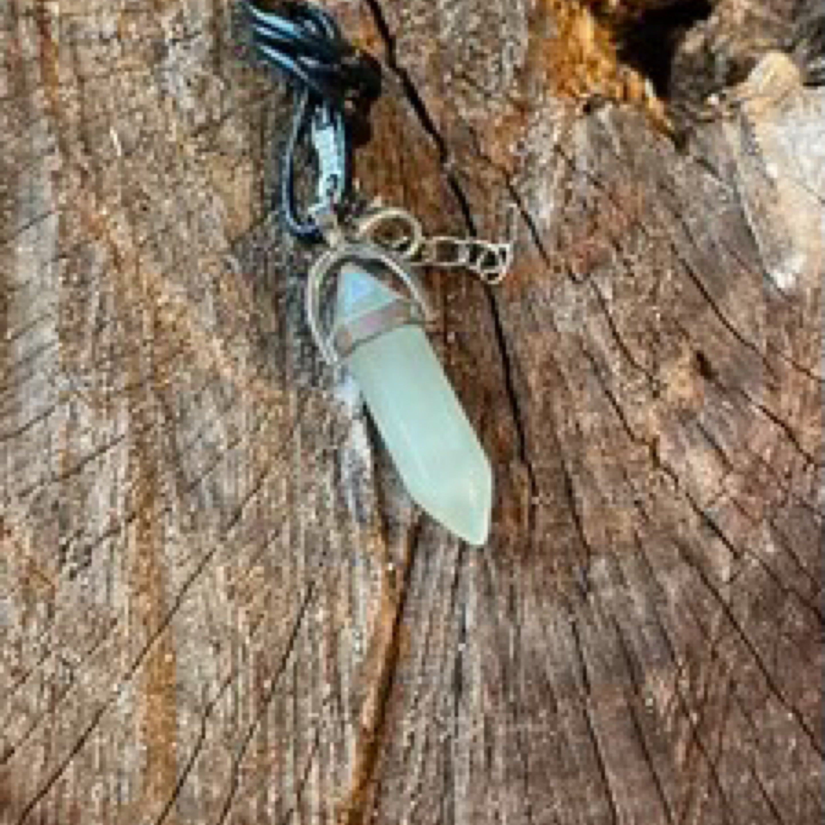 Green Aventurine 40mm Double Terminated Gemstone Pendant with Silver Collar