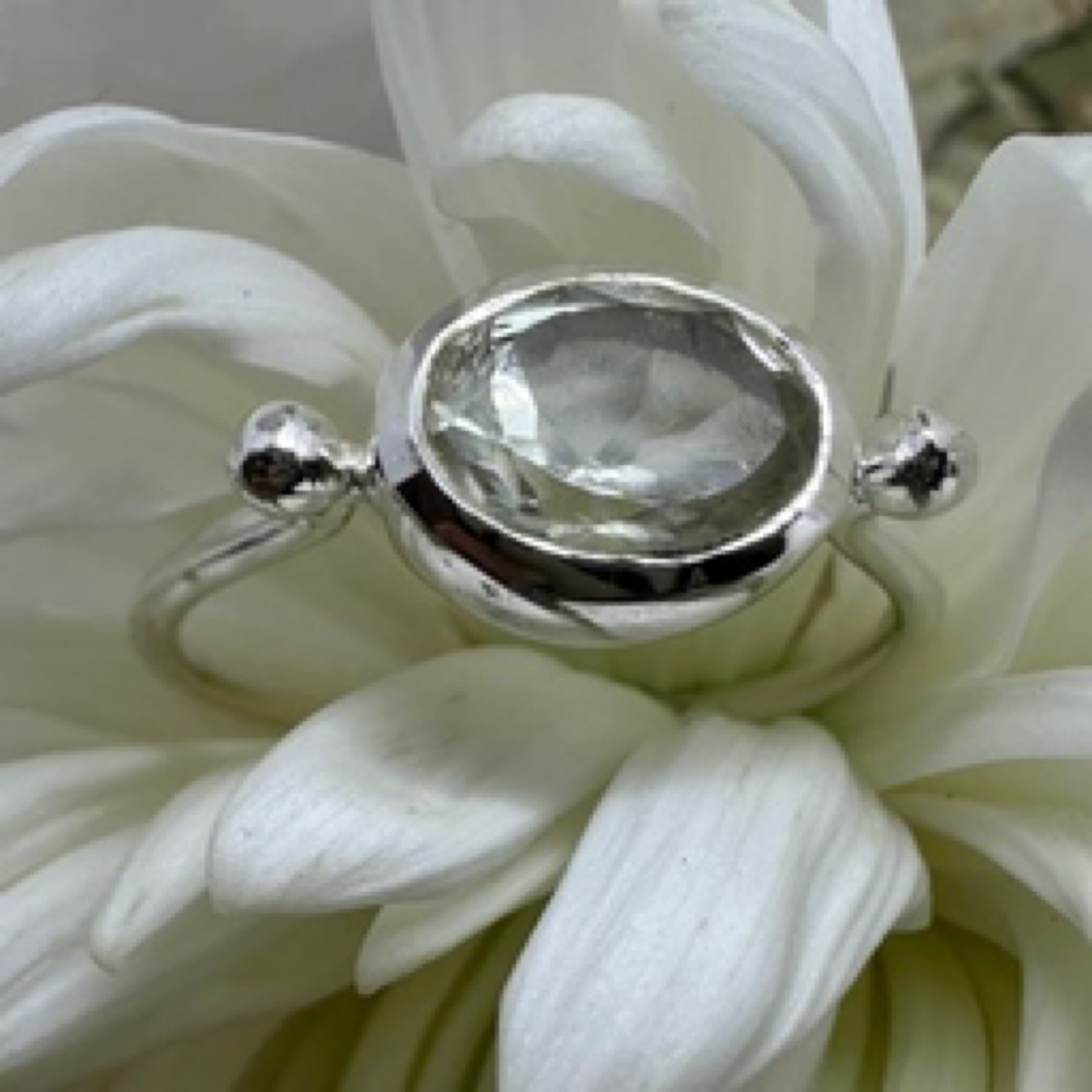 Herkimer Small Oval 925 Sterling Silver Ring - Size 8 - Quality Gemstone Jewellery